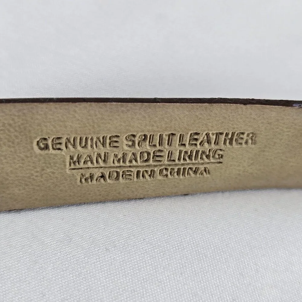 Charter Club Women's Size Medium Burgundy Split Leather Belt Gold Hardware
